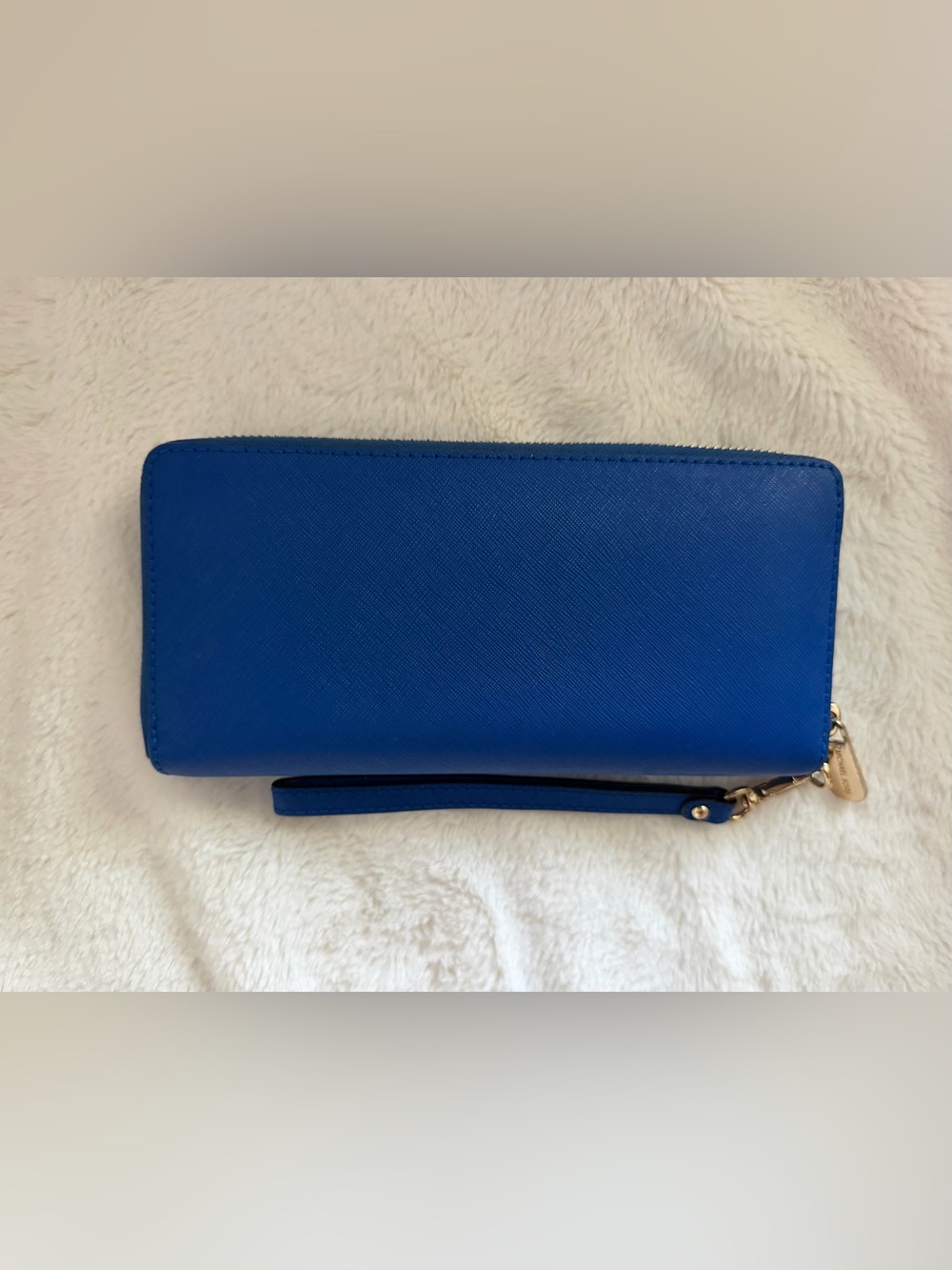 Michael Kors Saffiano Zip Wristlet in Cobalt Blue with Gold Hardware - Picture 3 of 7